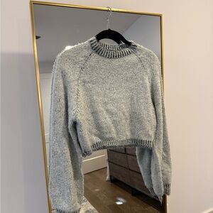 Blue Blush Cropped Crew Neck Sweater